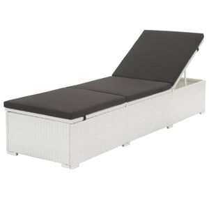 vidaXL Sonnenliege mit Schwarzer Auflage Poly Rattan Wei&szlig;