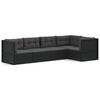 vidaXL 5-tlg. Garten-Lounge-Set mit Kissen Schwarz Poly Rattan