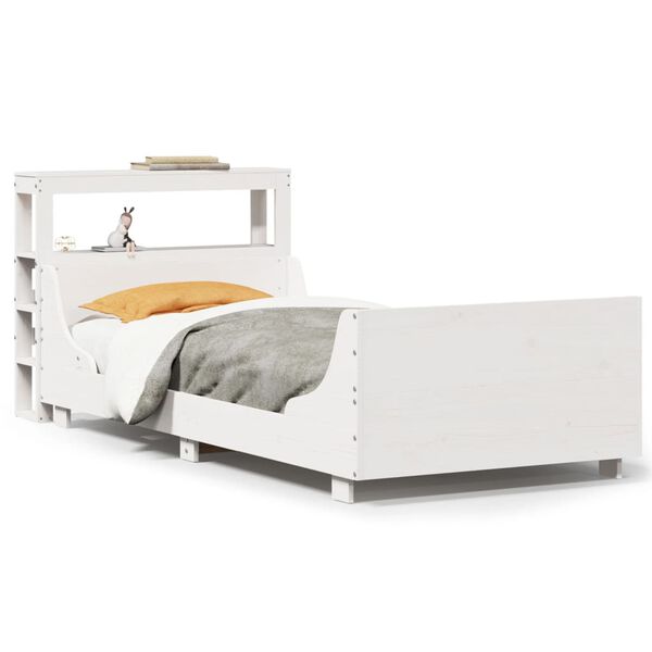 vidaXL Massivholzbett ohne Matratze Wei&szlig; 75x190 cm Kiefernholz