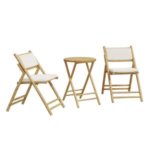 vidaXL 3-tlg. Bistro-Set Klappbar mit Kissen Bambus