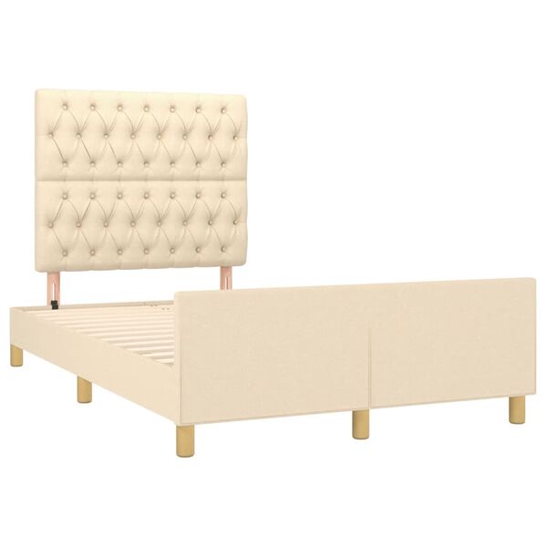 vidaXL Bettgestell ohne Matratze Creme 120x200 cm Stoff