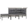 vidaXL 3-tlg. Garten-Lounge-Set mit Kissen Grau Poly Rattan