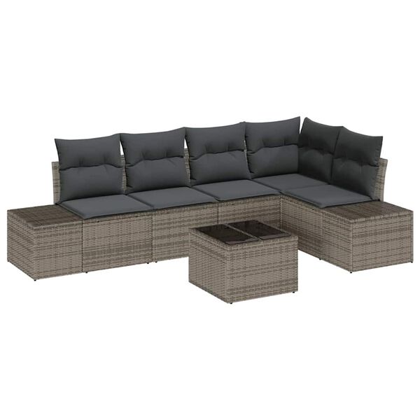 vidaXL Gartensofa-set 6 pcs Grau Poly-Rattan