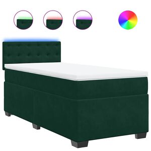 vidaXL Boxspringbett mit Matratze Dunkelgr&uuml;n 90x200 cm Samt