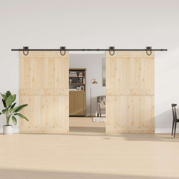 vidaXL Schiebet&uuml;rbeschlag-Set 400 cm Stahl Schwarz