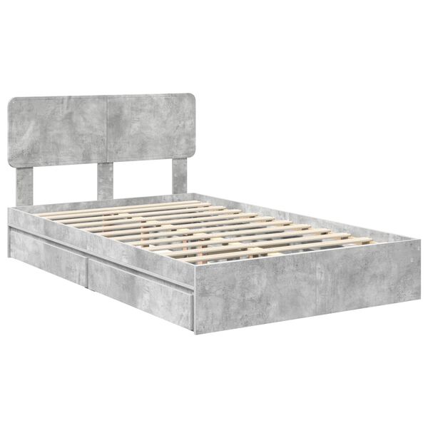 vidaXL Aufbewahrungsbett Beton Grau 135 x 190 cm Holzwerkstoff