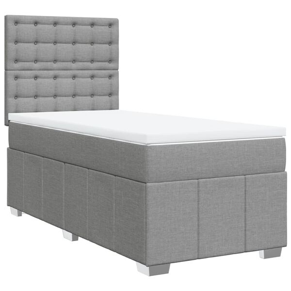 vidaXL Boxspringbett mit Matratze Hellgrau 90x190 cm Stoff