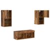 vidaXL TV-Wandregale mit LED-Lichtleisten 4 pcs Altholz Holzwerkstoff