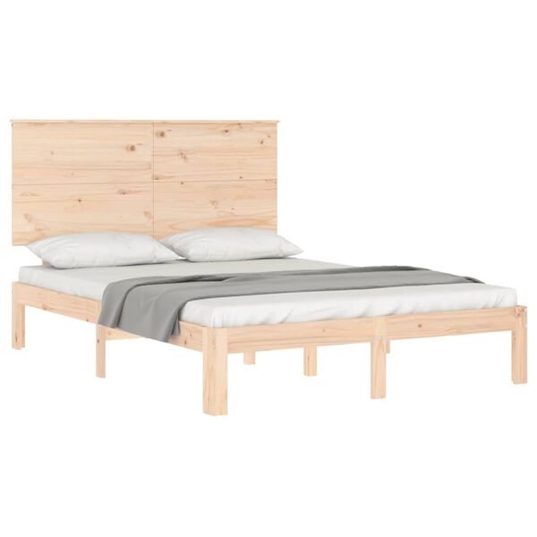 vidaXL Massivholzbett mit Kopfteil