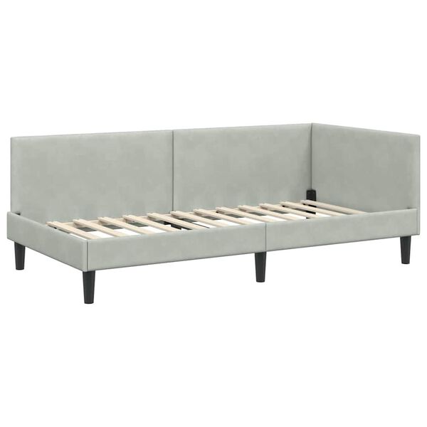 vidaXL Eckbettgestell Hellgrau 80 cm x 200 cm SamtundSperrholz