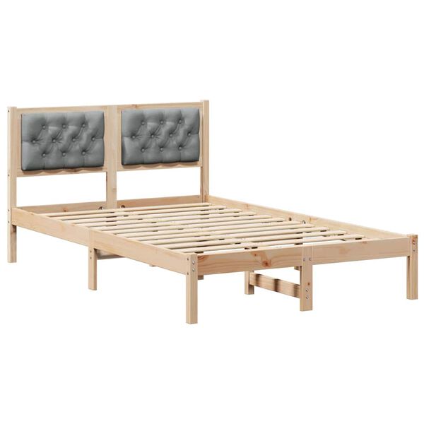 vidaXL Bettrahmen Hellgrau 135 x 190 cm Massives Kiefernholz