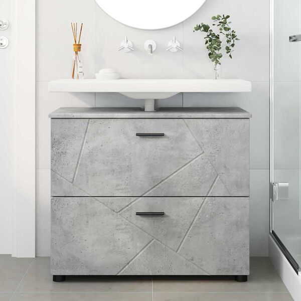 vidaXL Badezimmerschrank mit Schubladen Beton Grau 76,5 x 35 x 64 cm