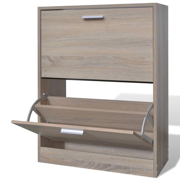 vidaXL Schuhschrank Holz in Eichen-Optik mit 2 Schuhkippern