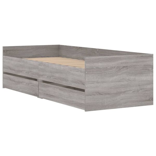 vidaXL Bettgestell mit Schubladen Grau Sonoma 100x200 cm