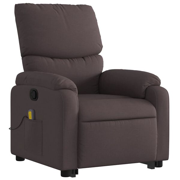 vidaXL Massagesessel mit Aufstehhilfe Dunkelbraun Stoff