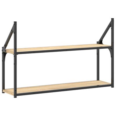 vidaXL Wandregal 2 Fächer Sonoma-Eiche 80x21x51 cm Holzwerkstoff