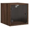 vidaXL Nachttisch mit Glast&uuml;r Braun Eichen-Optik 35x37x35 cm
