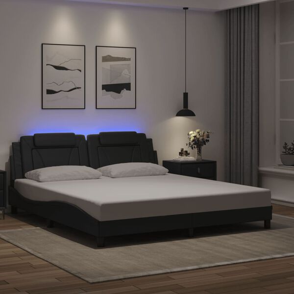 vidaXL Bettgestell "Viana" mit LED ohne Matratze Schwarz 180x200 cm