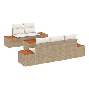 vidaXL Gartensofa-set 6 stk. Beige Poly Rattan
