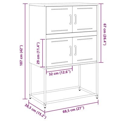 vidaXL Sideboard Rosa 68,5x38,5x107 cm Stahl