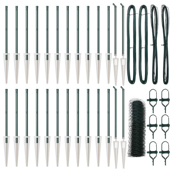 vidaXL Zaunpfosten Grün 50 x 1 m (50 mm Mesh) Stahl und PVC