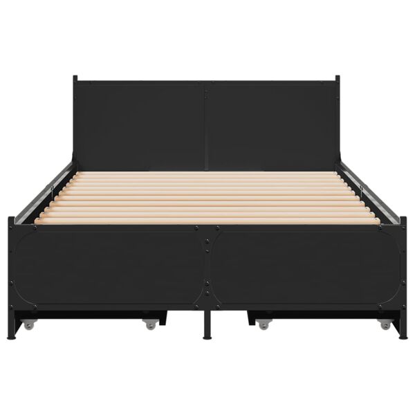 vidaXL Bettgestell mit Schubladen Schwarz 75x190 cm Holzwerkstoff