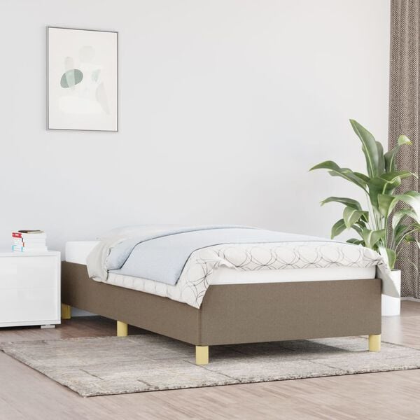 vidaXL Bettgestell ohne Matratze Taupe 90x200 cm Stoff