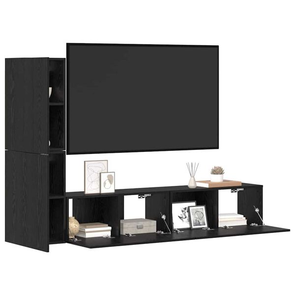 vidaXL Wand-TV-Schrank 2 pcs Schwarz Eichen-Optik Holzwerkstoff
