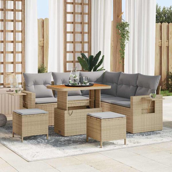 vidaXL Gartensofa-set mit Kissen 8 pcs Beige Poly-Rattan