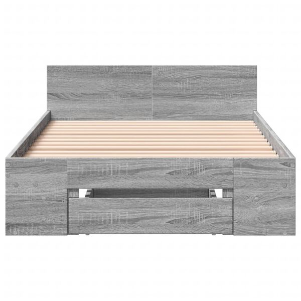 vidaXL Bettgestell mit Schublade Grau Sonoma 90x200 cm Holzwerkstoff