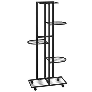 vidaXL Blumenst&auml;nder 5-Etagen mit Rollen 44x23x100 cm Schwarz Eisen