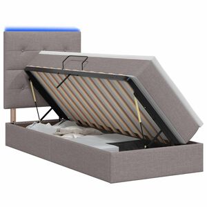 vidaXL LED-Speicherbett mit Matratze Taupe 90 x 200 cm Stoff