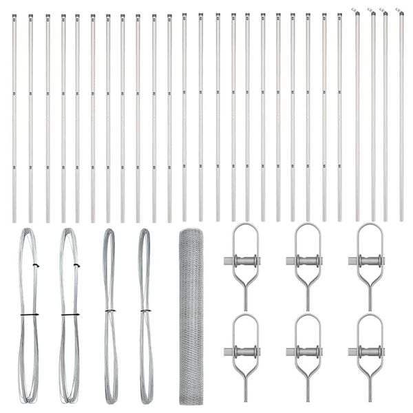 vidaXL Zaunpfosten Silber 50 x 1 m (25 mm Maschenweite) Stahl