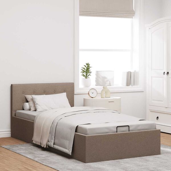 vidaXL Stauraumbett Hydraulisch Taupe Stoff 100&times;200 cm