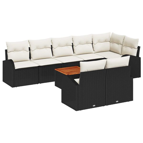 vidaXL Gartensofa-set mit Speicher 9 pcs Schwarz und Creme Poly-Rattan