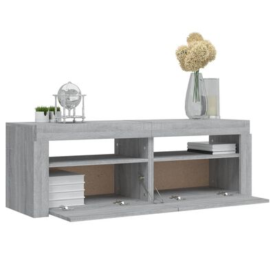 vidaXL TV-Schrank mit LED-Leuchten Grau Sonoma 120x35x40 cm