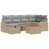 vidaXL Garten-Sofa-Set mit Kissen mit Speicher 7 pcs Beige Poly Rattan