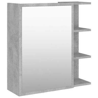 vidaXL Bad-Spiegelschrank Betongrau 62,5x20,5x64 cm Holzwerkstoff