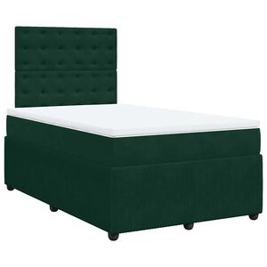 vidaXL Boxspringbett mit Matratze Dunkelgr&uuml;n 120x190 cm Samt