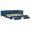 vidaXL Tagesbett Ausziehbar mit Schubladen Blau 100x200 cm Samt