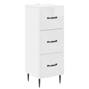 vidaXL Schubladenschrank Hochglanz Wei&szlig; 33 x 34,5 x 89,5 cm