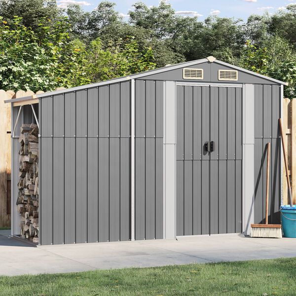 vidaXL Ger&auml;tehaus Grau 277x93x179 cm Verzinkter Stahl