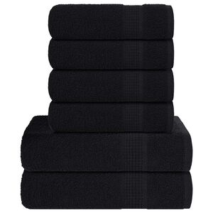 vidaXL 6-tlg. Handtuch-Set FROGN Schwarz 360 g/m&sup2;