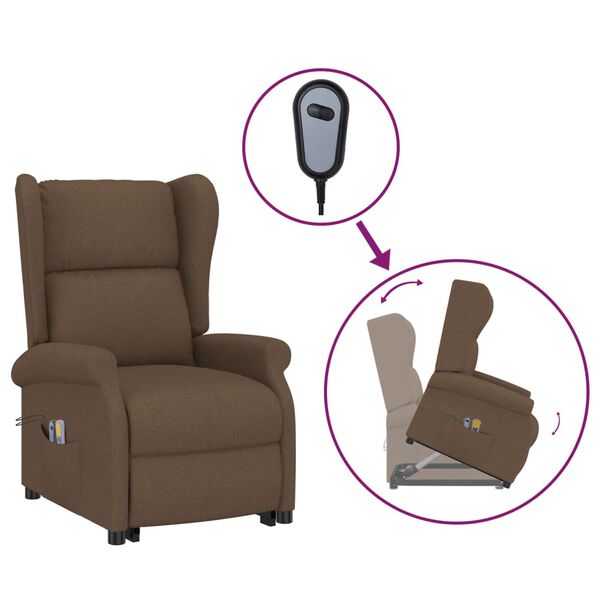 vidaXL Massagesessel mit Aufstehhilfe Braun Stoff