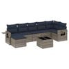 vidaXL 8-teiliges Gartensofa-Set mit Kissen, grau, Polyrattan
