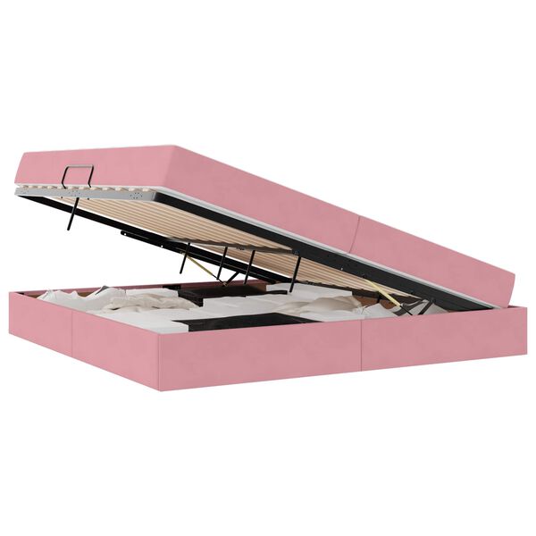 vidaXL Aufbewahrungsbett mit Matratze Rosa 200 x 200 cm Samt
