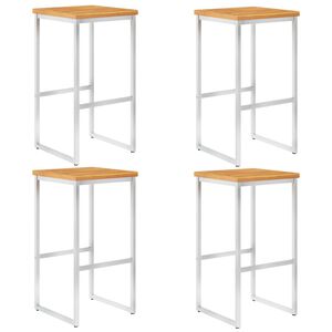 vidaXL Barhocker 4 Stk. Massivholz Akazie und Edelstahl