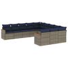vidaXL 11-teiliges Gartensofa-Set mit Kissen, grau, Polyrattan