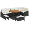 vidaXL Garten-Sofa-Set mit Kissen 9 pcs Schwarz Poly Rattan