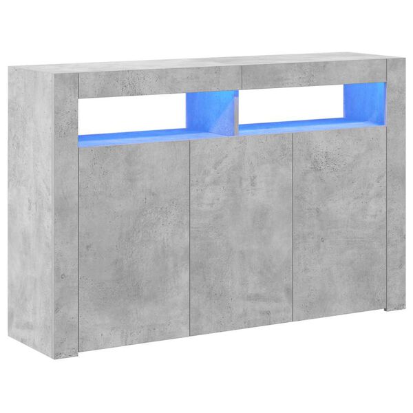 vidaXL Sideboard mit LED-Leuchten Betongrau 115,5x30x75 cm